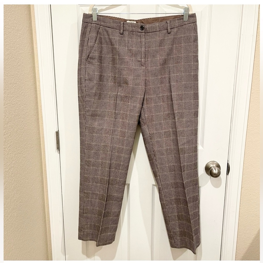 LL Bean Pants Womens Plus Size 14 Petite Houndstooth Business Office 100%cotton